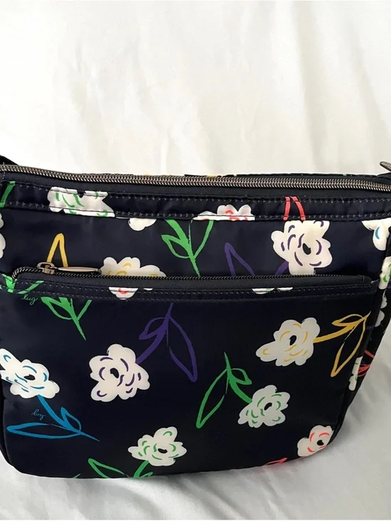 Lug Flutter SE Crossbody Bag Bright Floral RFID Front Zip Pocket Travel Blue - Picture 12 of 12